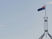 Flag atop Australia's parliament house